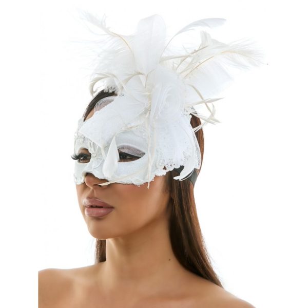 White Masquerade Fairy Lace Mask - Image 3