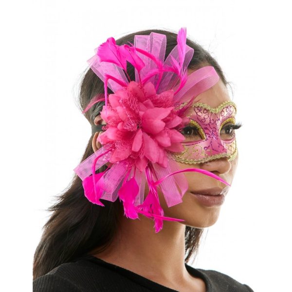 Hot Pink Masquerade Fairy Mask - Image 2