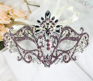 Purple Rhinestone Masquerade Ball Mask