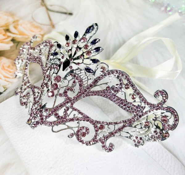 Purple Rhinestone Masquerade Ball Mask - Image 3