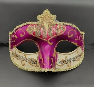 Hot Pink and Gold Masquerade Mask