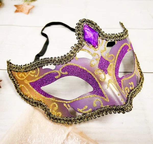 Purple and Gold Masquerade Mask - Image 2