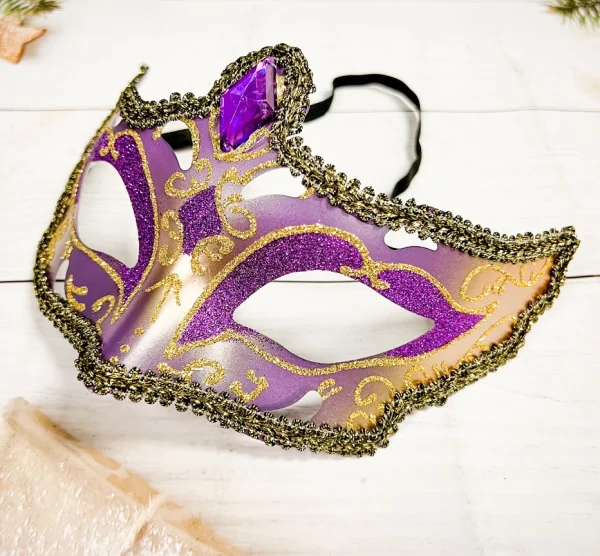 Purple and Gold Masquerade Mask - Image 3