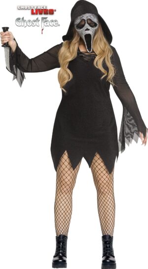 Deluxe Bling Ghost Face Women's Plus Size Costume