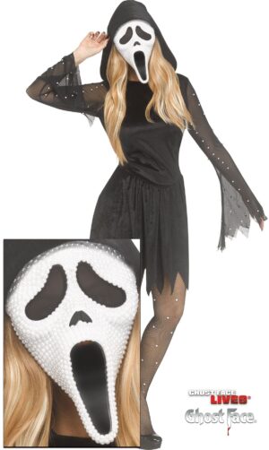 Pearl Velour Bling Ghost Face Adult Costume