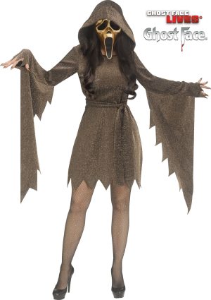 Gold Shimmer Ghost Face Adult Costume