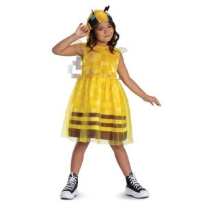 Minecraft Bee Girl Hooded Dress Kids Costume