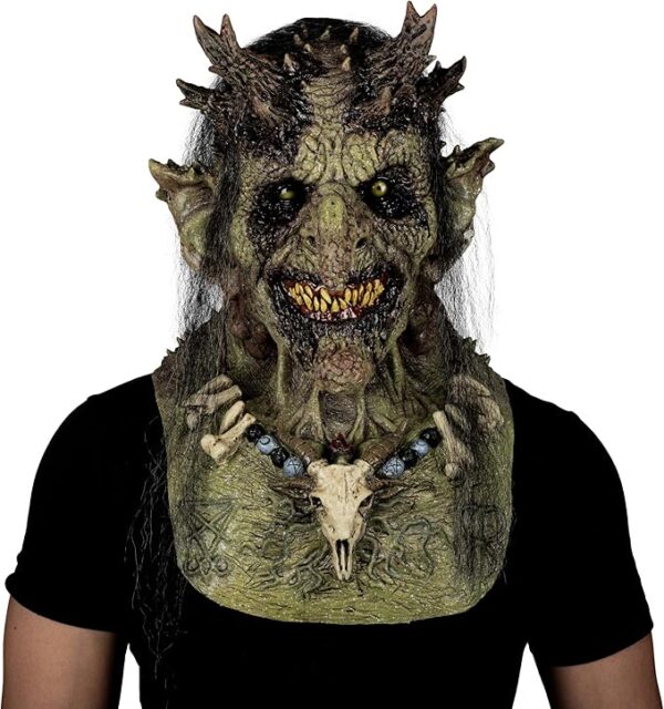 Priestess of Hell Adult Latex Green Witch Mask - Image 2