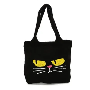 Black Cat Furry Tote Bag