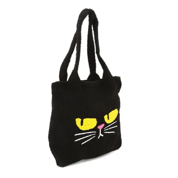 Black Cat Furry Tote Bag - Image 2