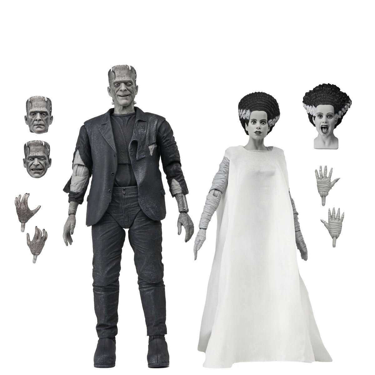 Universal Monsters Bride of Frankenstein 90th Ann. The Monster & His Mate (B&W Version) 7-In Scale Action Figure 2-Pack